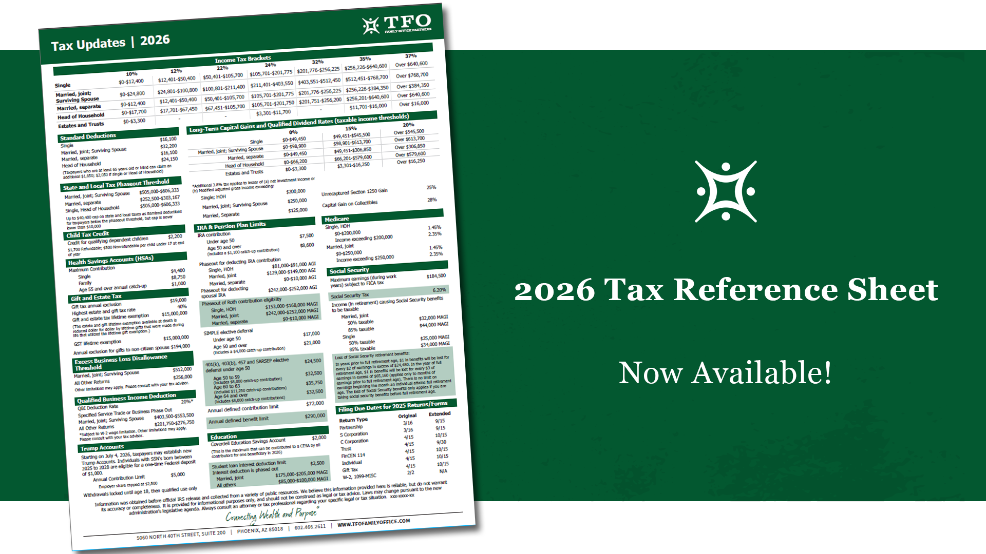 2026 Tax Reference Sheet Web Header